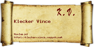 Klecker Vince névjegykártya